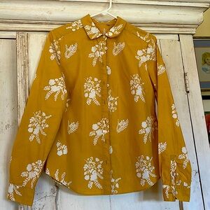 BODEN Classic Shirt, Mustard/white, Size 10. Perfect for Fall!